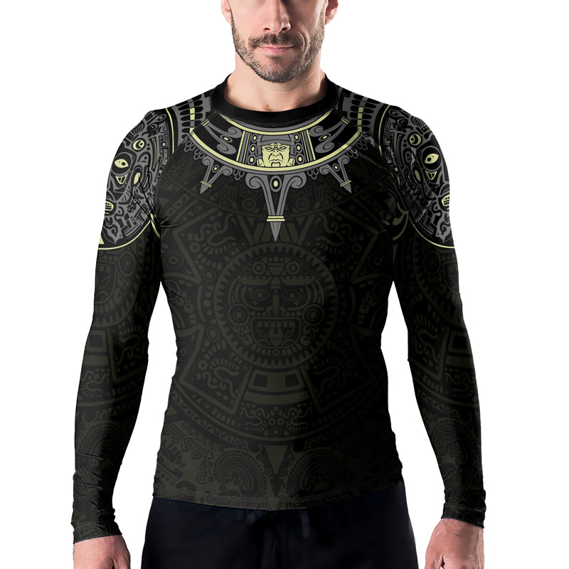 Rashninja Aztec Sun Symbol Men's Long Sleeve Rash Guard