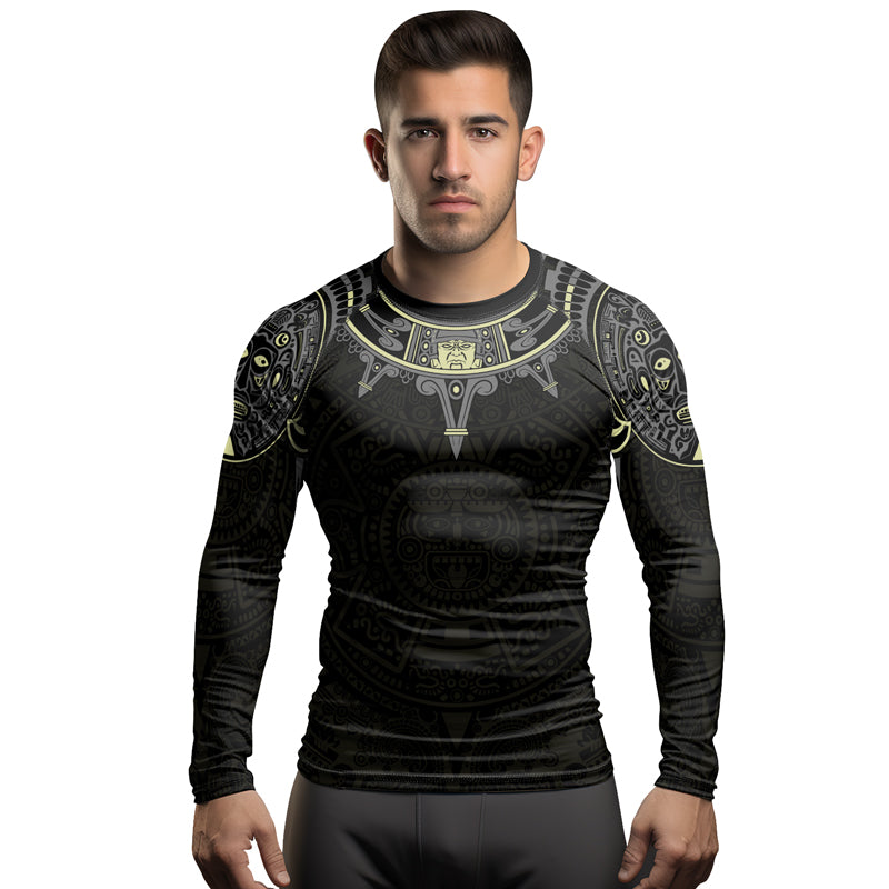 Rashninja Aztec Sun Symbol Men's Long Sleeve Rash Guard