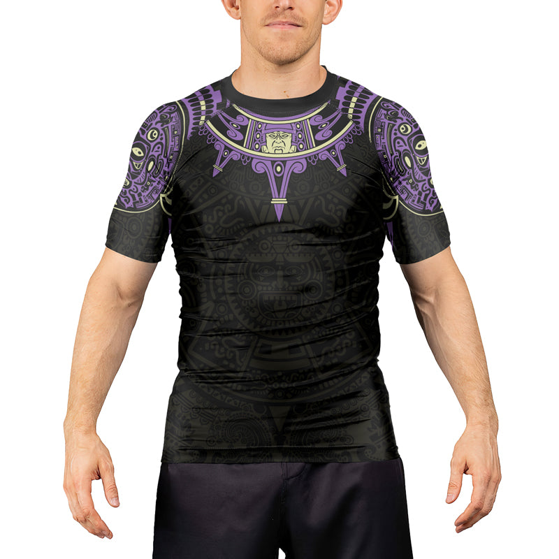 Rashninja Aztec Sun Symbol Men's Short Sleeve Rash Guard