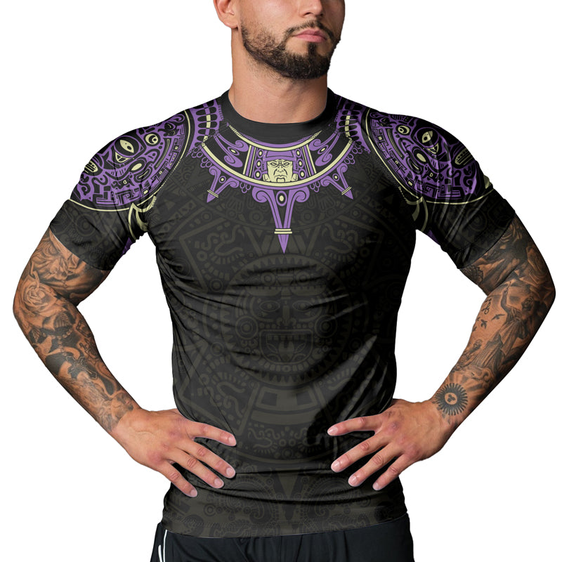 Rashninja Aztec Sun Symbol Men's Short Sleeve Rash Guard
