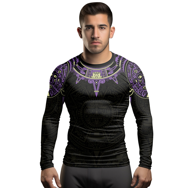 Rashninja Aztec Sun Symbol Men's Long Sleeve Rash Guard