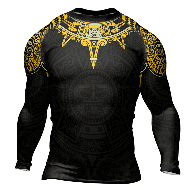 Rashninja Aztec Sun Symbol Men's Long Sleeve Rash Guard