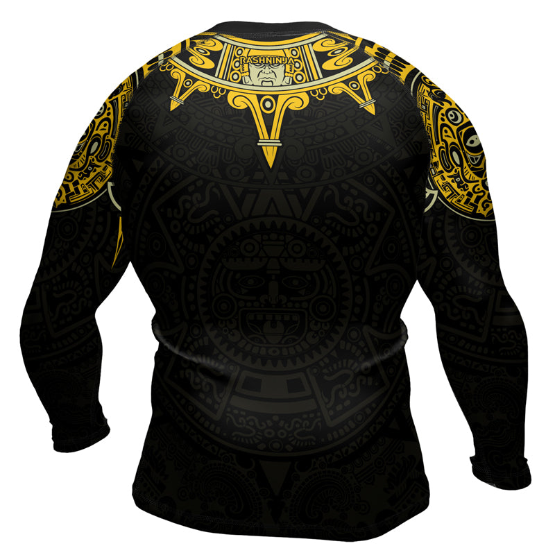 Rashninja Aztec Sun Symbol Men's Long Sleeve Rash Guard
