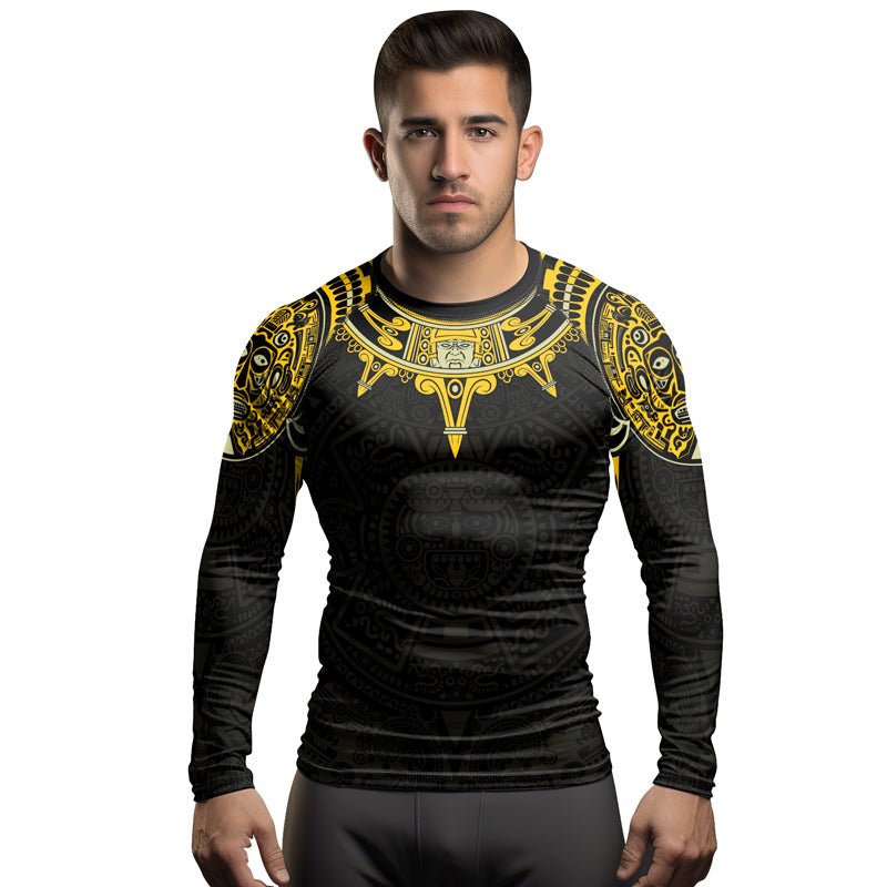Rashninja Aztec Sun Symbol Men's Long Sleeve Rash Guard
