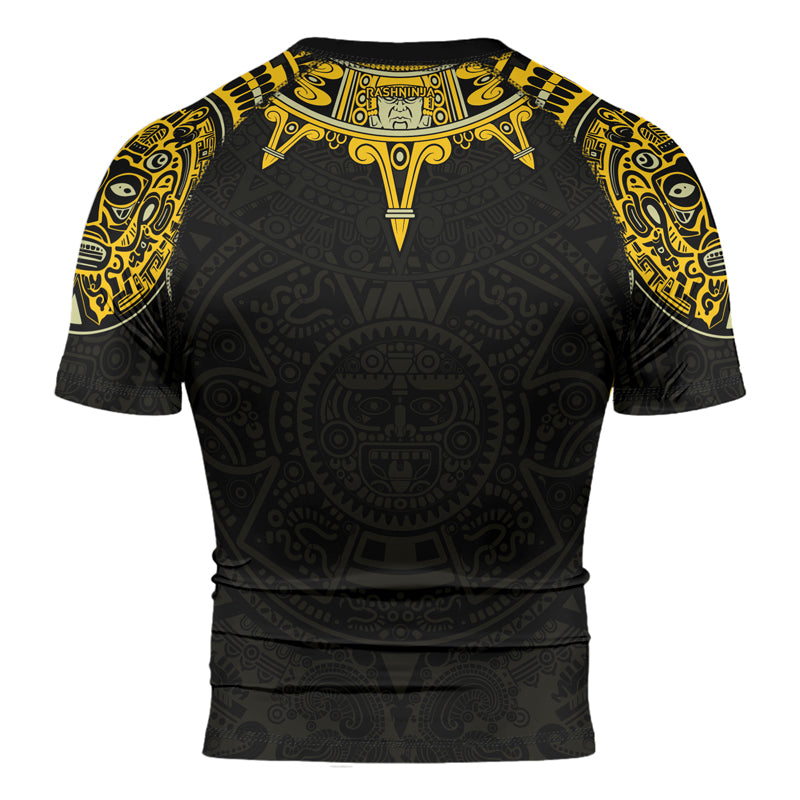 Rashninja Aztec Sun Symbol Men's Short Sleeve Rash Guard