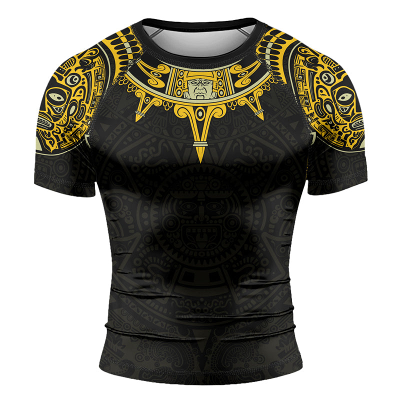Rashninja Aztec Sun Symbol Men's Short Sleeve Rash Guard