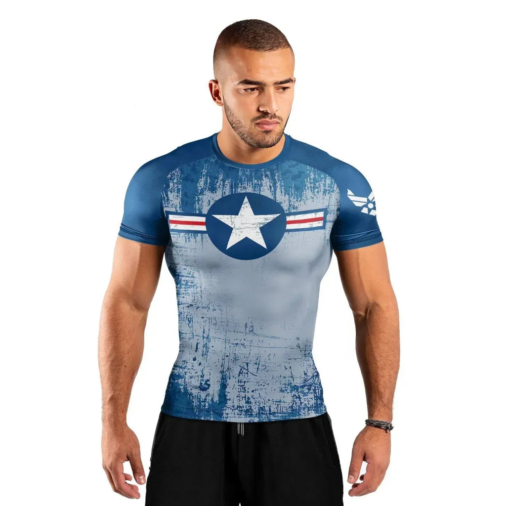 Air Force Veteran Men's Short Sleeve Rash Guard