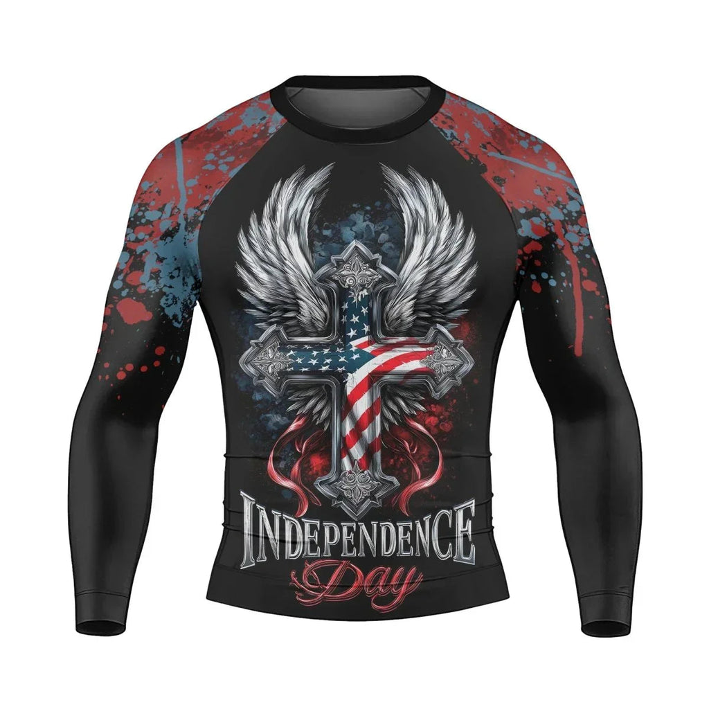 American Independence Cross Men's Long Sleeve Rash Guard