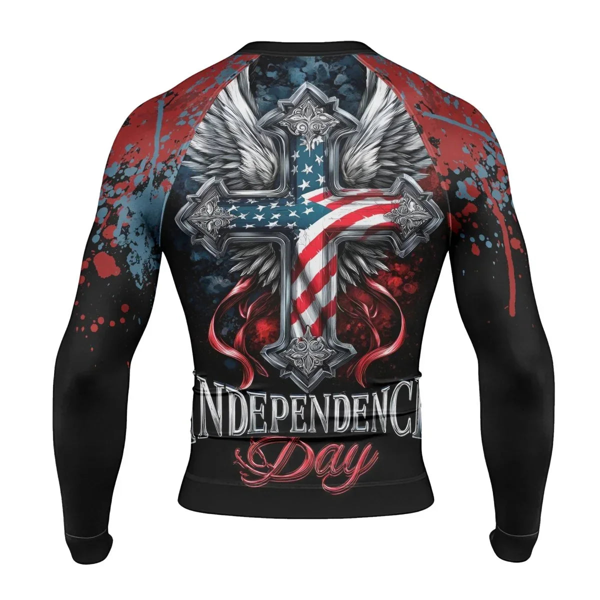 American Independence Cross Men's Long Sleeve Rash Guard