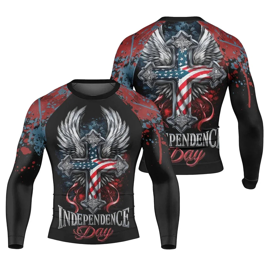 American Independence Cross Men's Long Sleeve Rash Guard