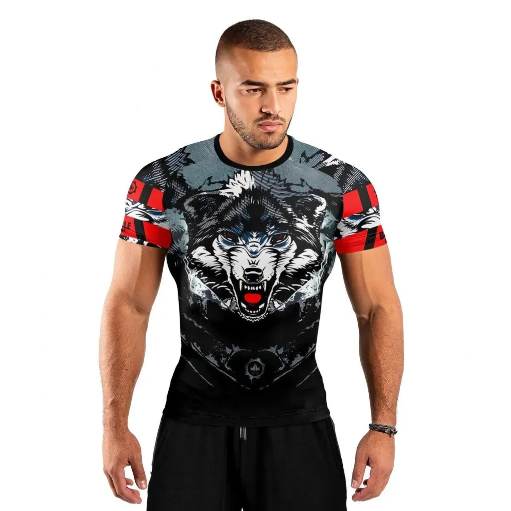 Angry Wolf Men's Short Sleeve Rash Guard