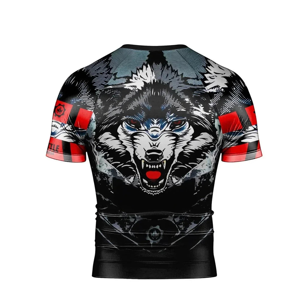 Angry Wolf Men's Short Sleeve Rash Guard