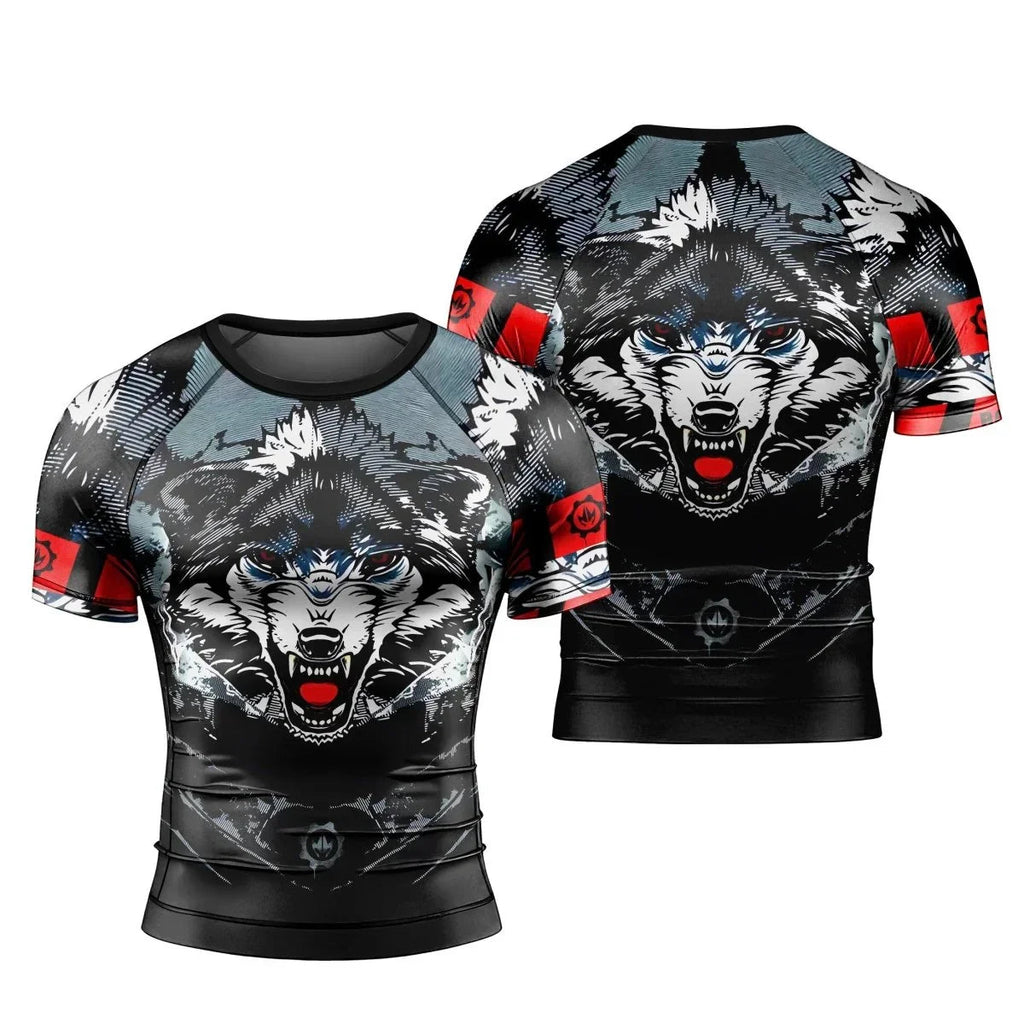 Angry Wolf Men's Short Sleeve Rash Guard