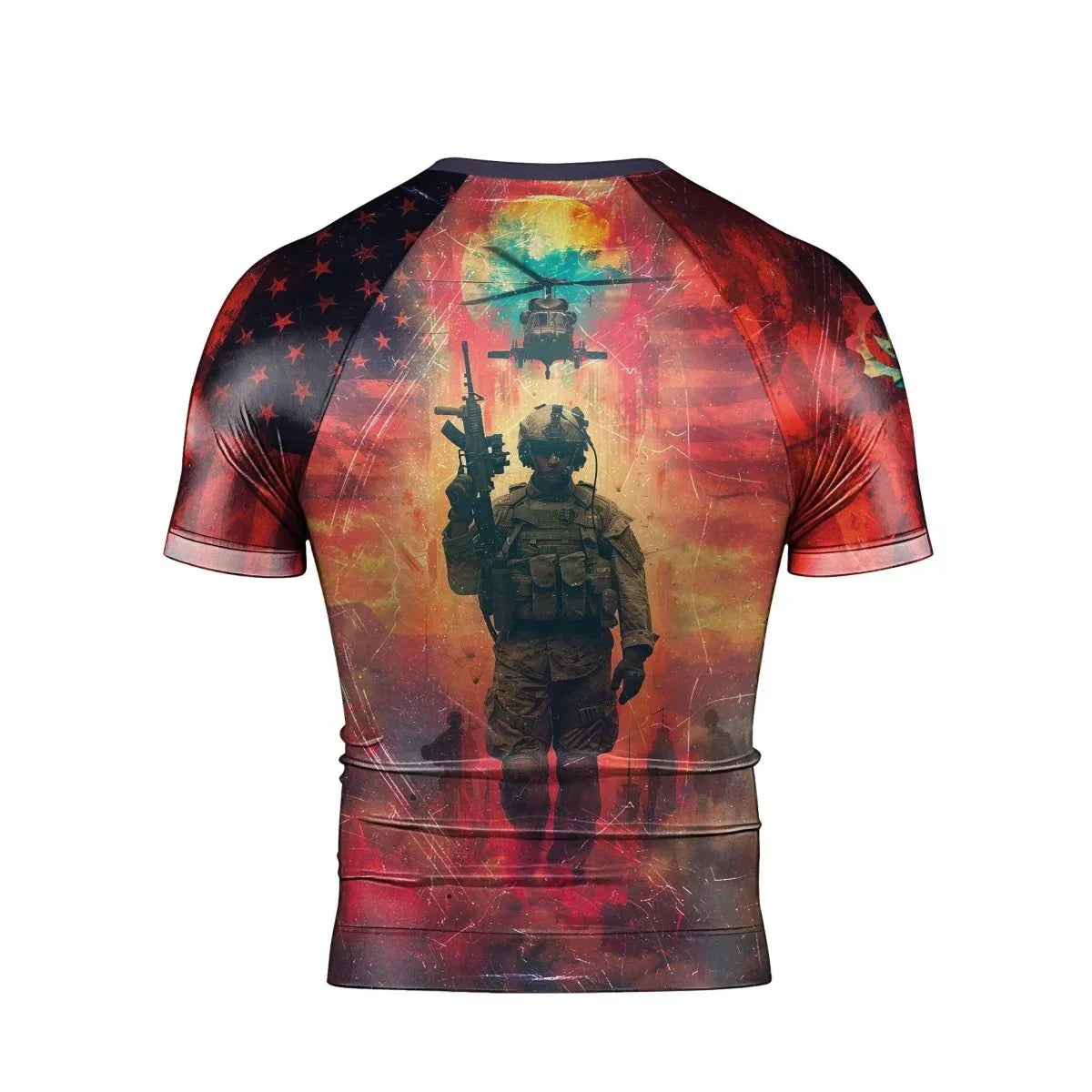 Army American Flag Men's Short Sleeve Rash Guard