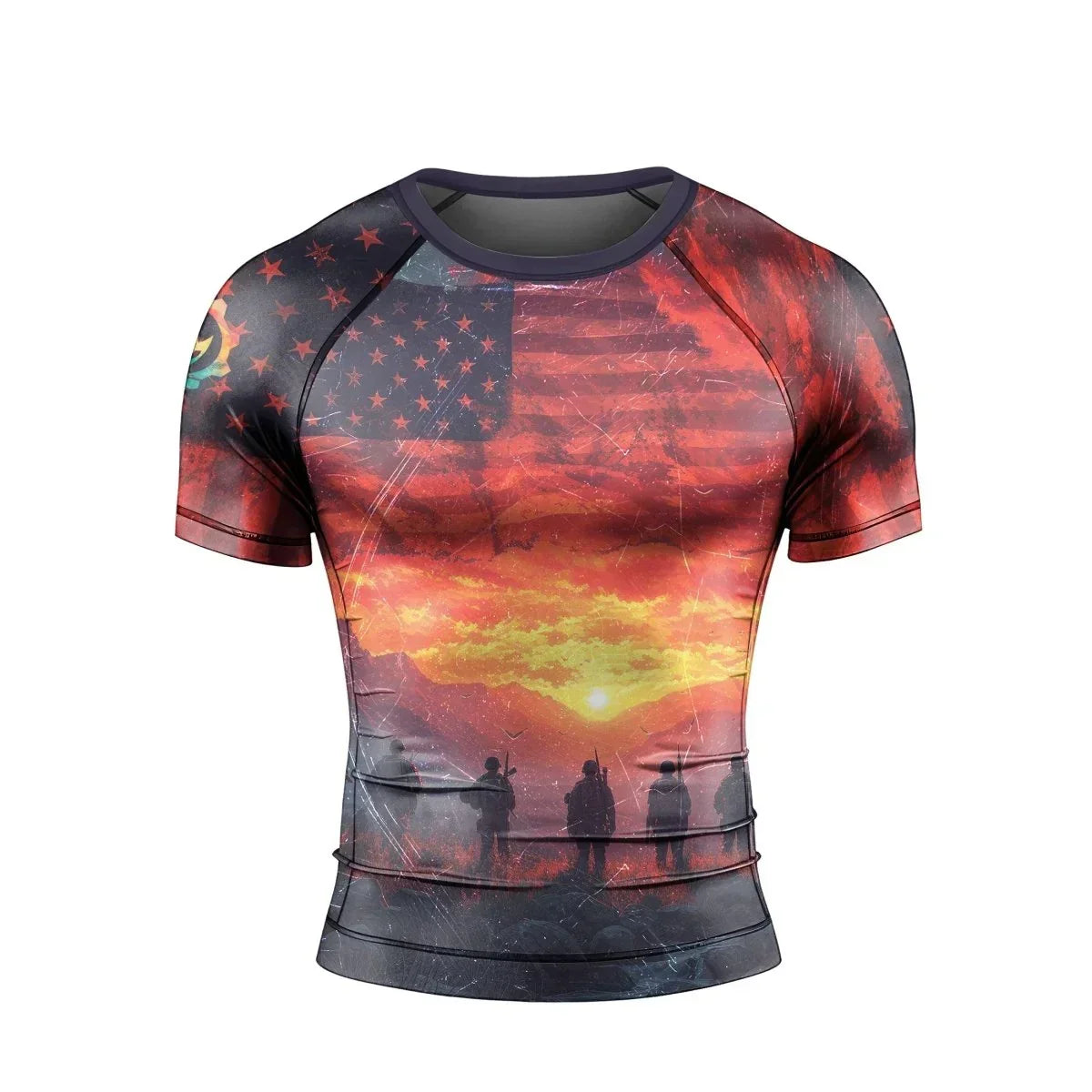 Army American Flag Men's Short Sleeve Rash Guard