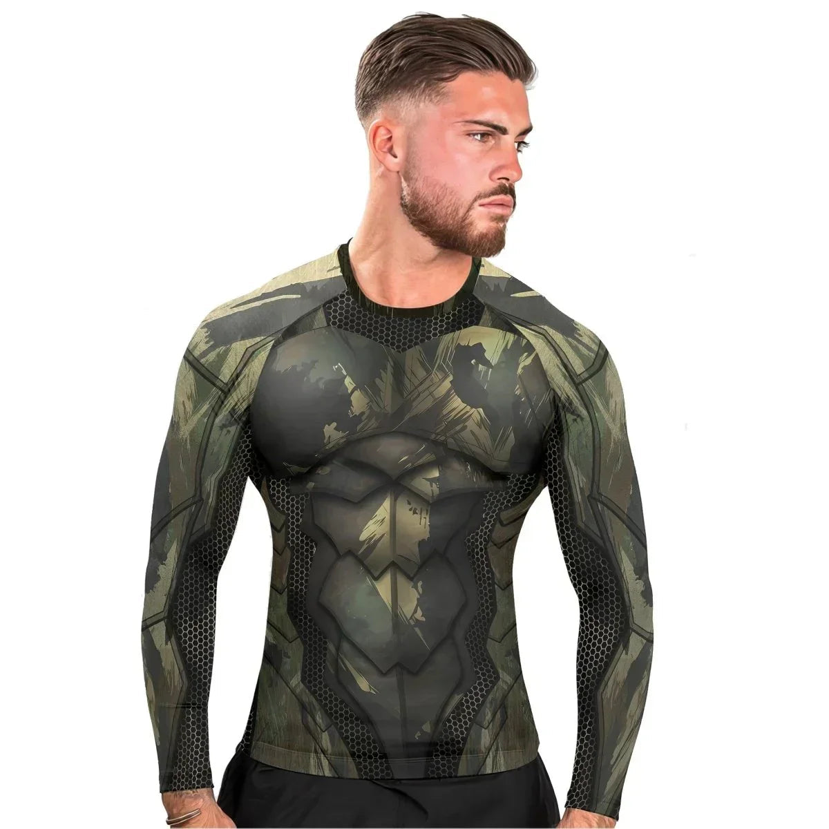 Army Camo Shell Men's Long Sleeve Rash Guard