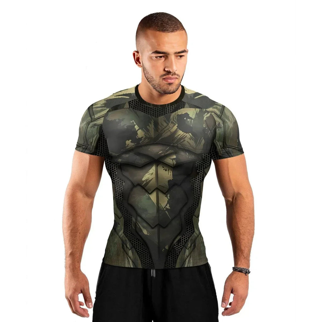 Army Camo Shell Men's Short Sleeve Rash Guard