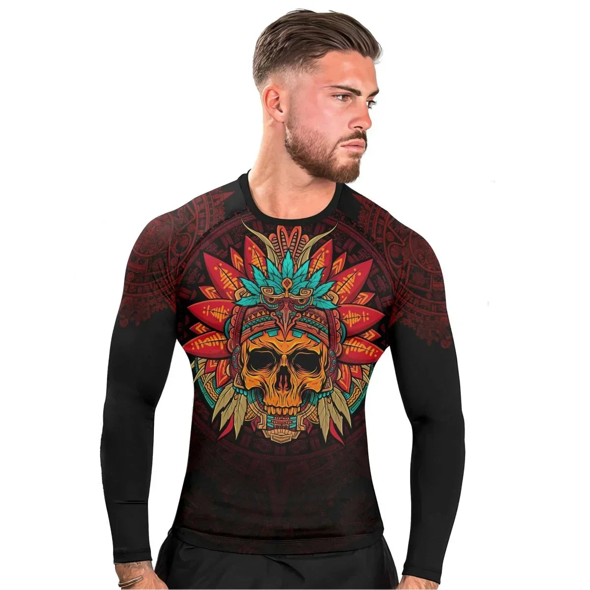 Aztec Eagle Warrior Men's Long Sleeve Rash Guard