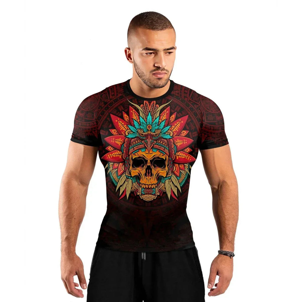 Aztec Eagle Warrior Men's Short Sleeve Rash Guard