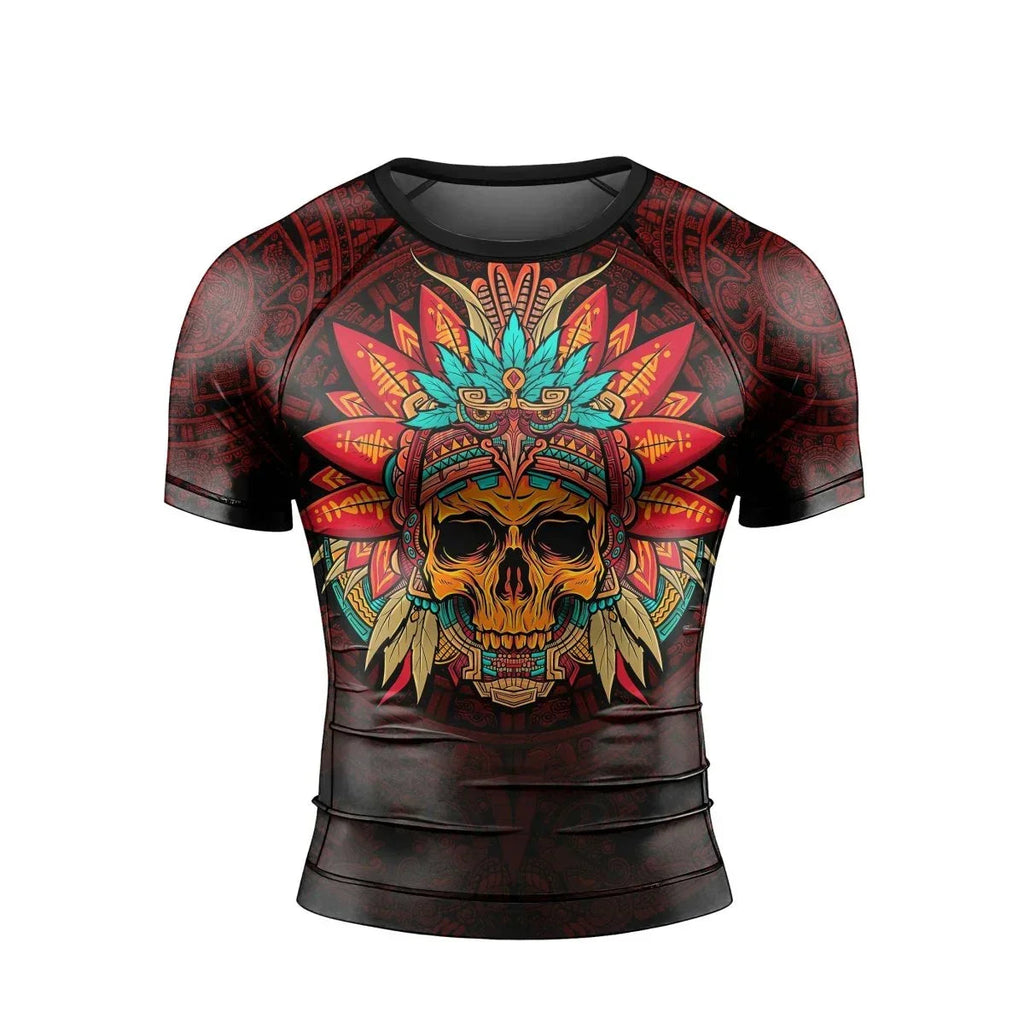 Aztec Eagle Warrior Men's Short Sleeve Rash Guard