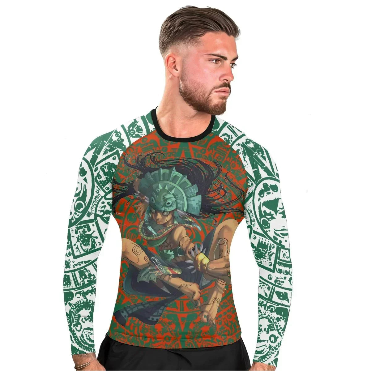 Aztec Iguana Warrior Men's Long Sleeve Rash Guard