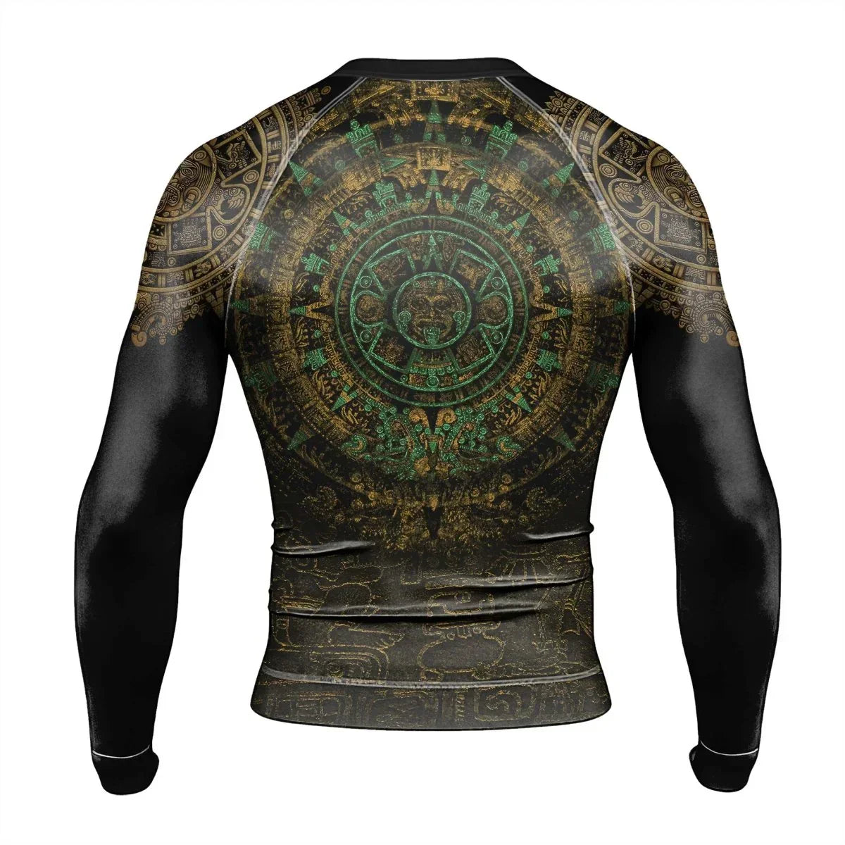 Aztec Jungle Warrior Mask Men's Long Sleeve Rash Guard