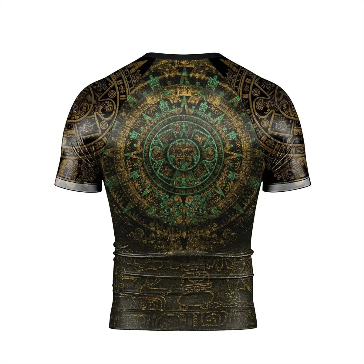 Aztec Jungle Warrior Mask Men's Short Sleeve Rash Guard