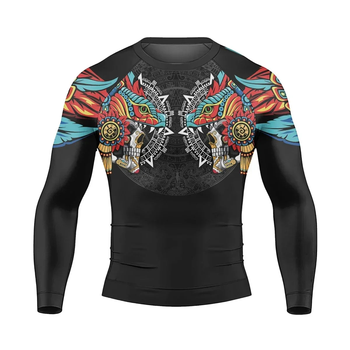 Aztec Serpent Warrior Men's Long Sleeve Rash Guard
