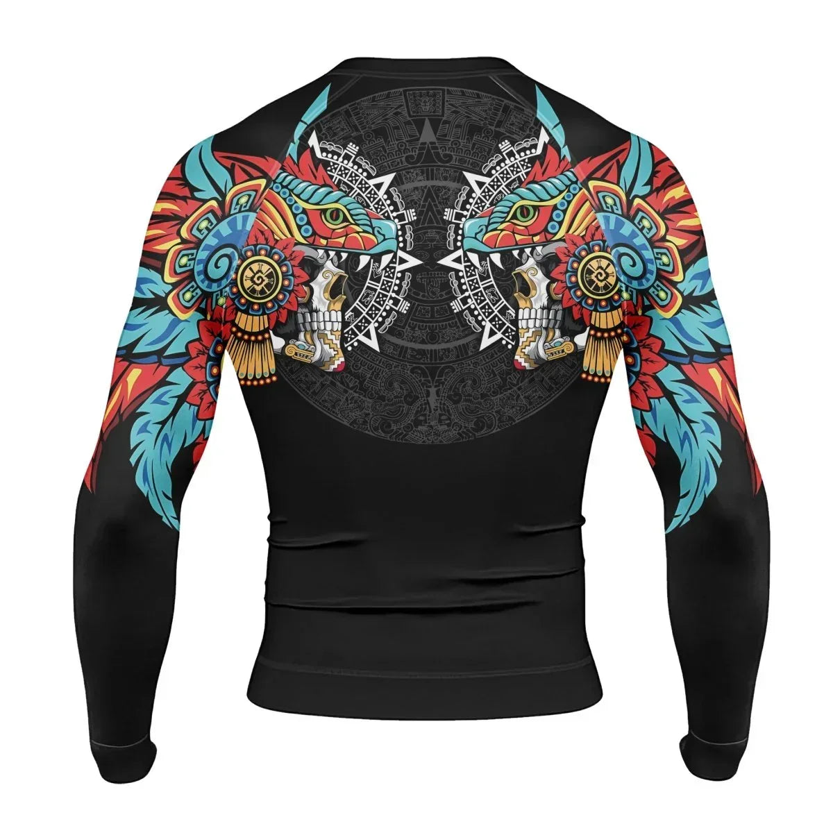 Aztec Serpent Warrior Men's Long Sleeve Rash Guard