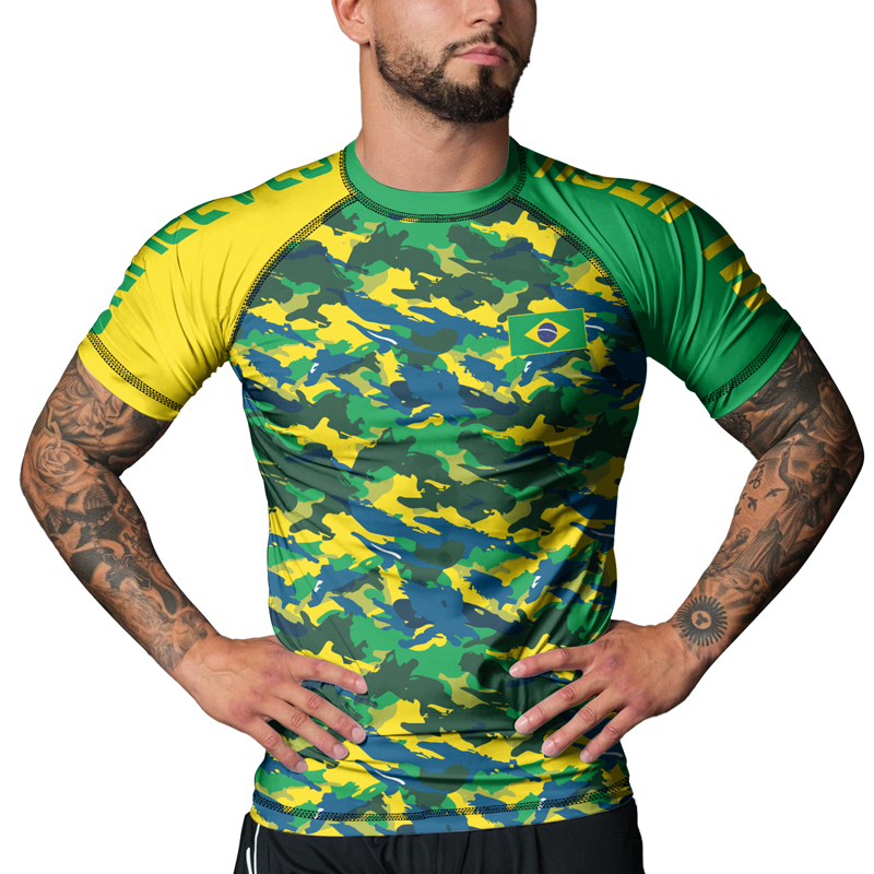 Rashninja Brazilian Camouflage Men's Short Sleeve Rash Guard