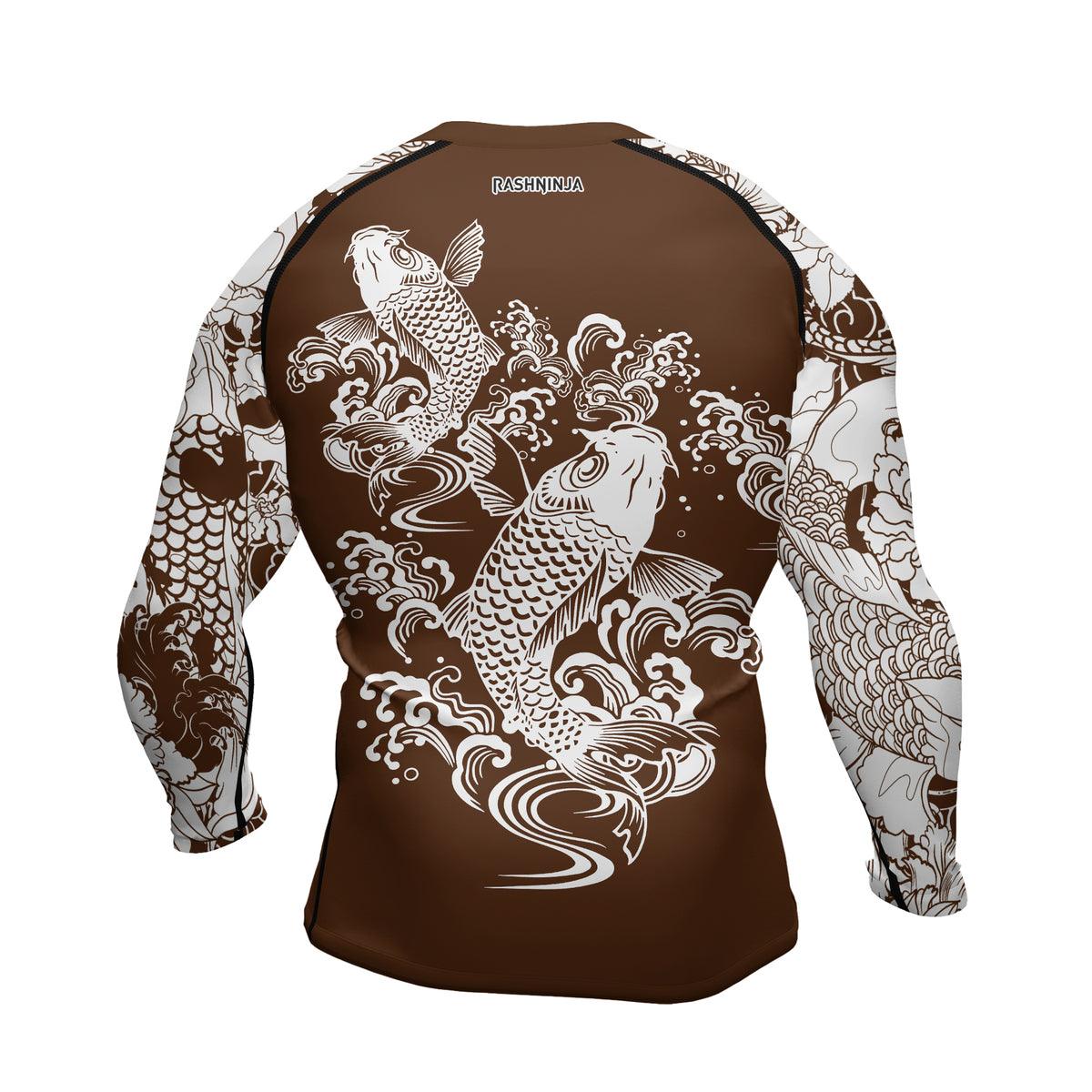 Rashninja Ranked Japanese Koi Fish Men's Long Sleeve Rash Guard