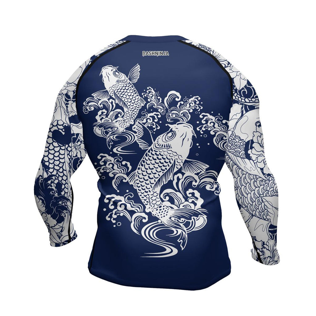 Rashninja Ranked Japanese Koi Fish Men's Long Sleeve Rash Guard