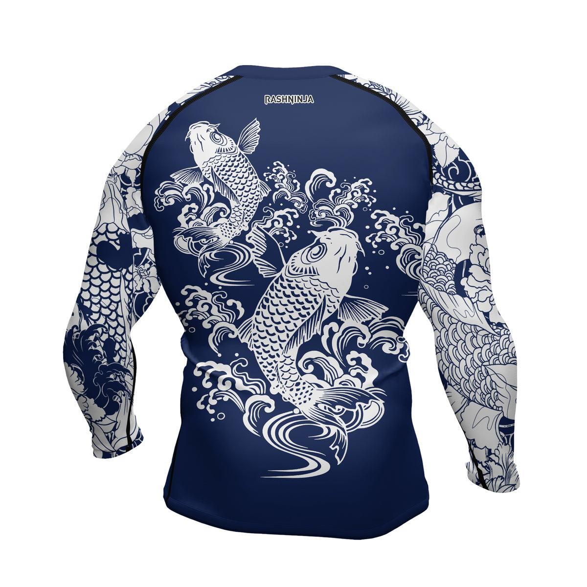 Rashninja Ranked Japanese Koi Fish Men's Long Sleeve Rash Guard