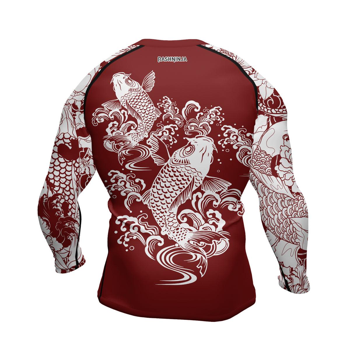 Rashninja Ranked Japanese Koi Fish Men's Long Sleeve Rash Guard