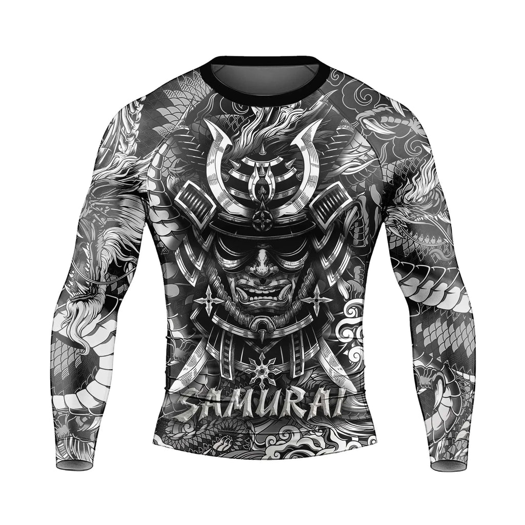 Black Dragon Samurai Men's Long Sleeve Rash Guard