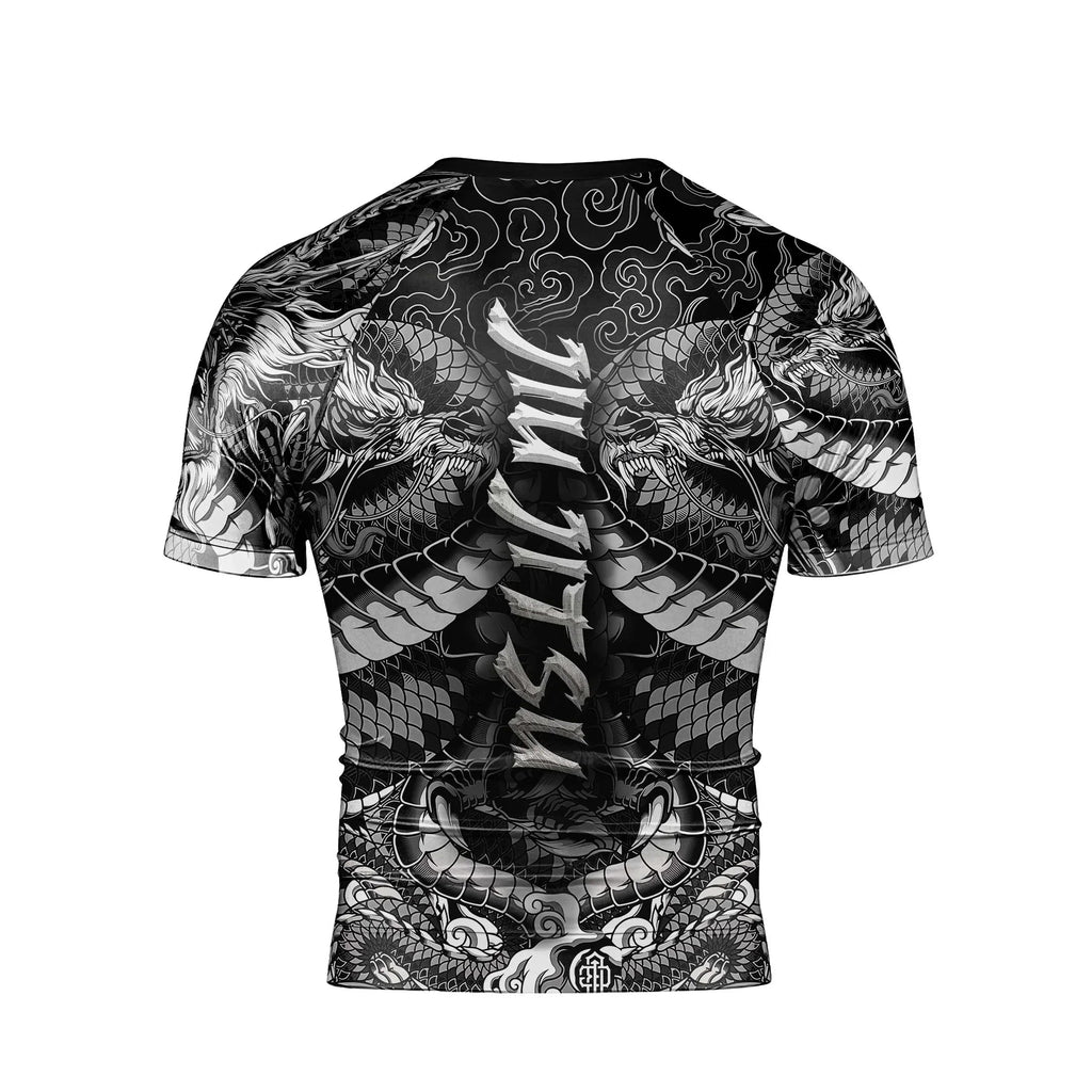 Black Dragon Samurai Men's Short Sleeve Rash Guard