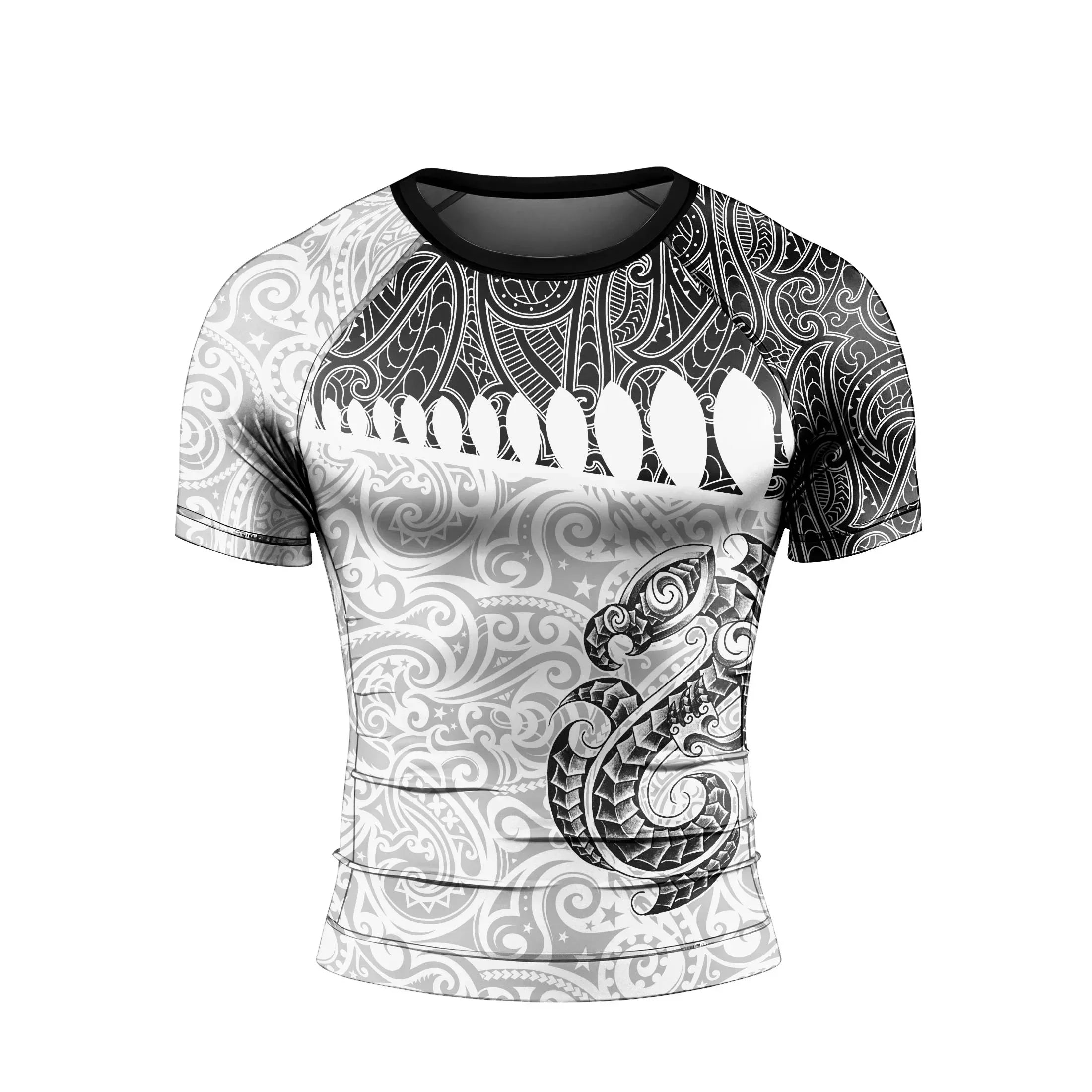 Black Scale Dragon Tattoo Men's Short Sleeve Rash Guard
