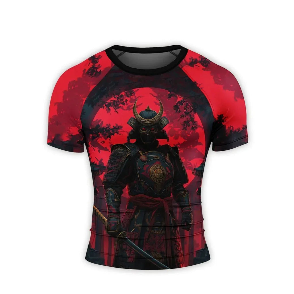 Blood Moon Samurai Men's Short Sleeve Rash Guard