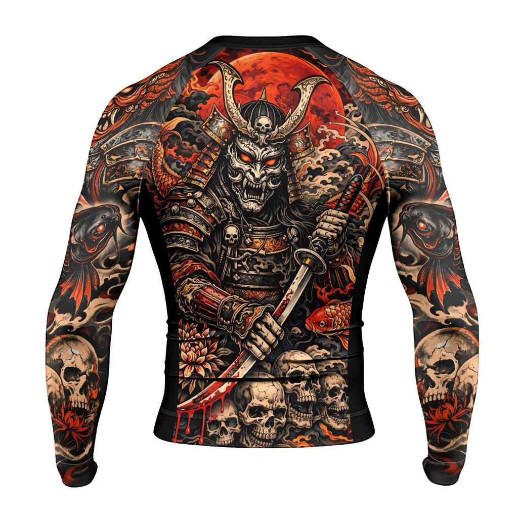 Blood Skull Samurai Men's Long Sleeve Rash Guard