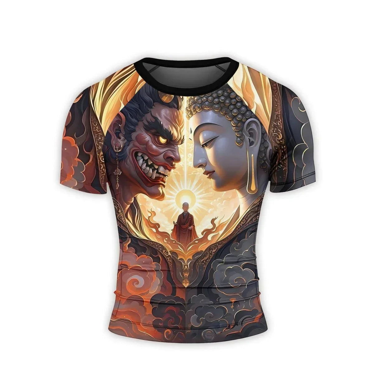 Buddha And Demon Men's Short Sleeve Rash Guard