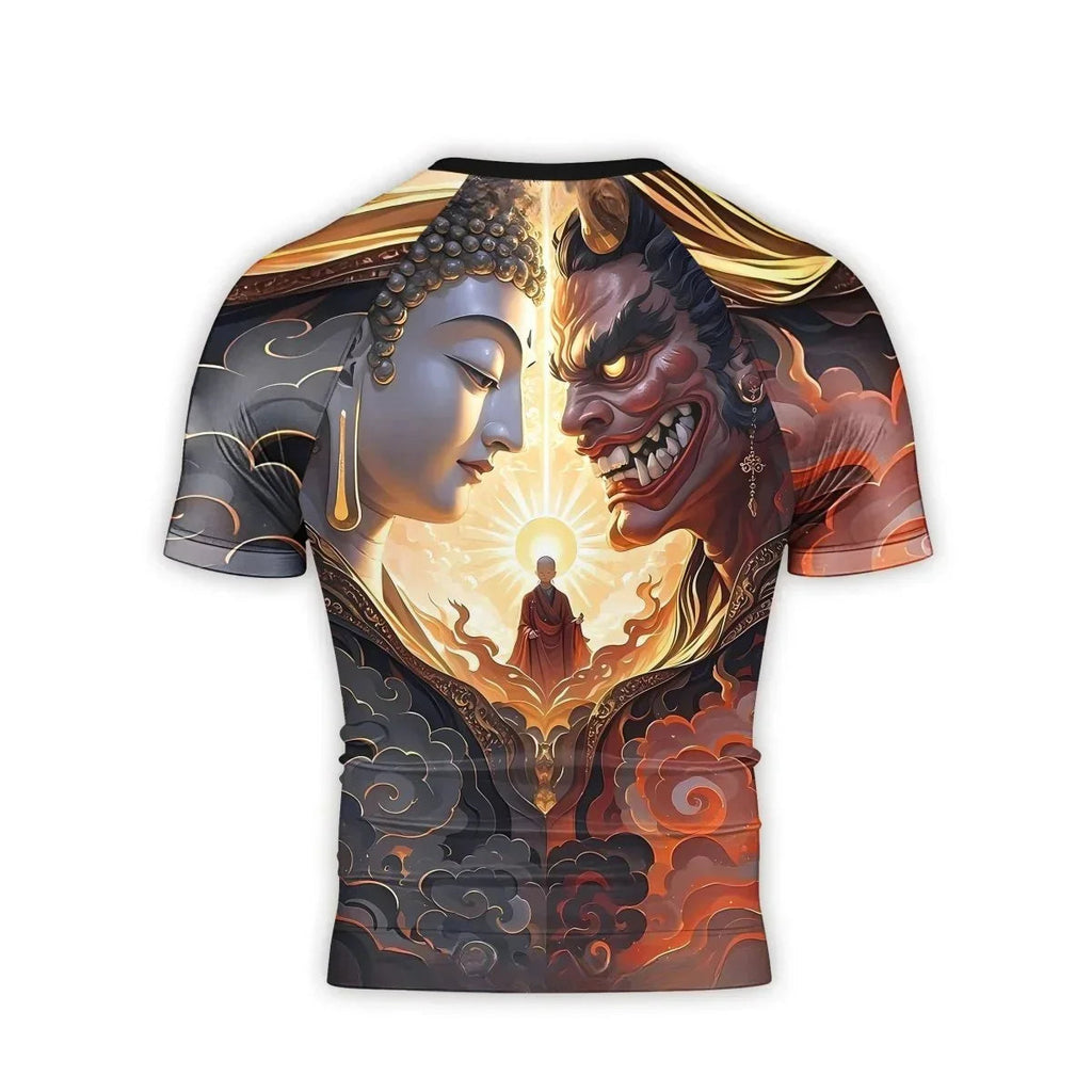 Buddha And Demon Men's Short Sleeve Rash Guard