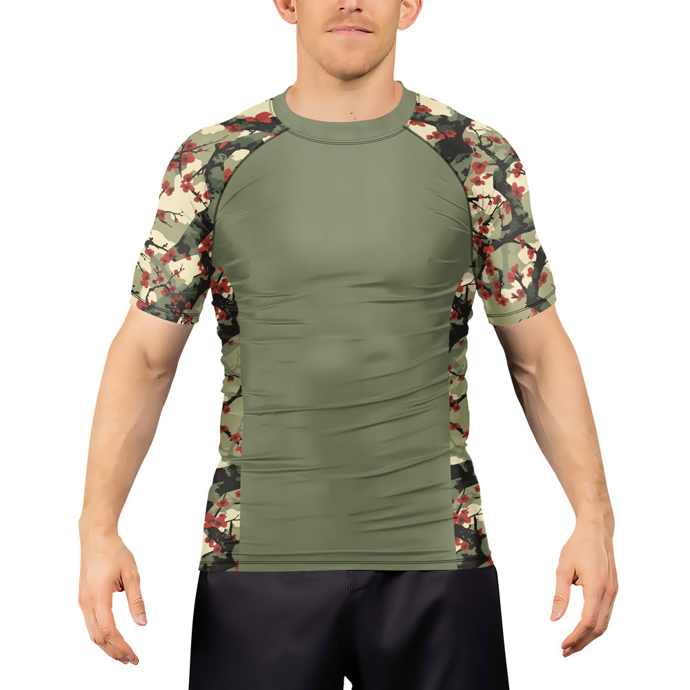 Rashninja Camouflage Cherry Blossom Drift Men's Short Sleeve Rash Guard