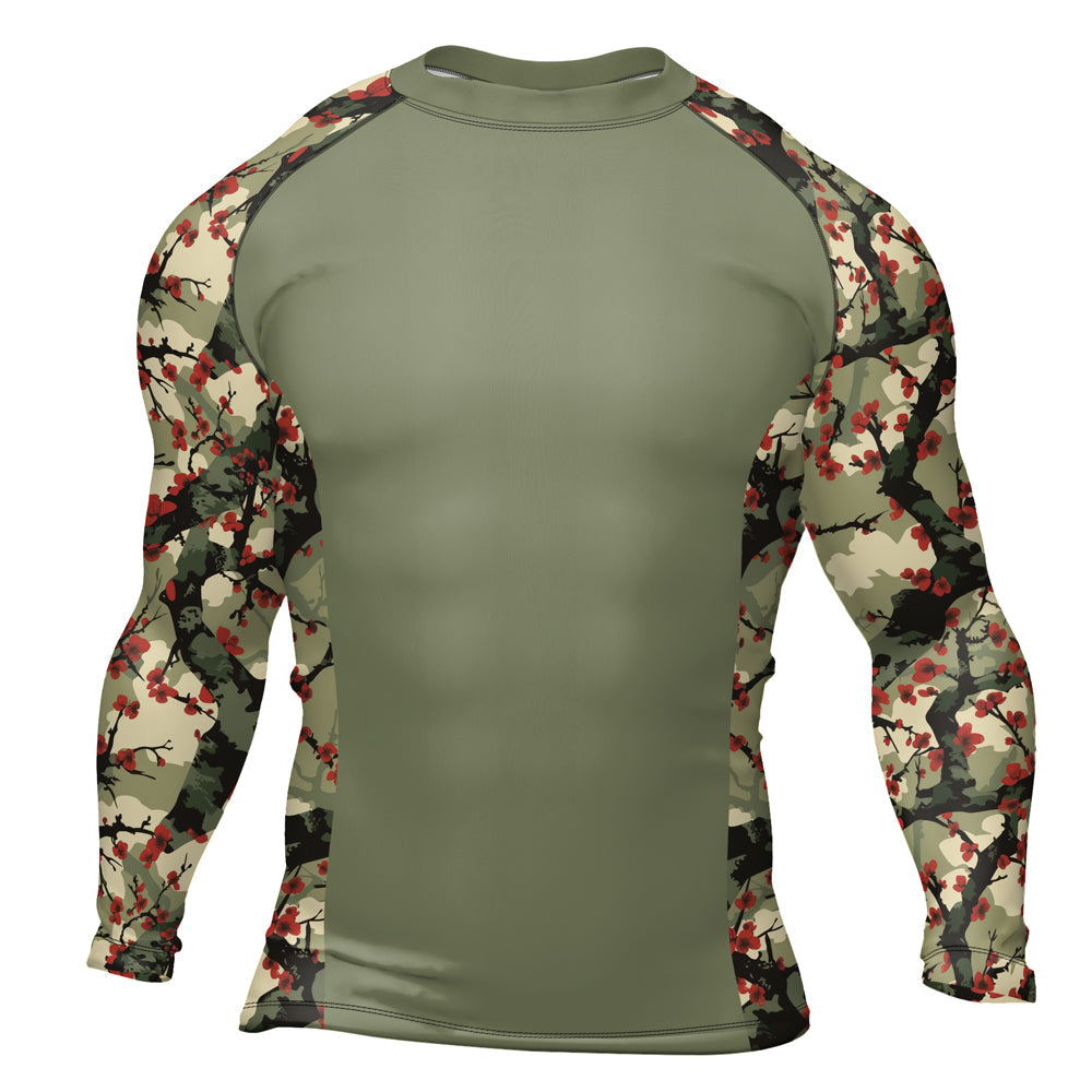 Rashninja Camouflage Cherry Blossom Drift Men's Long Sleeve Rash Guard