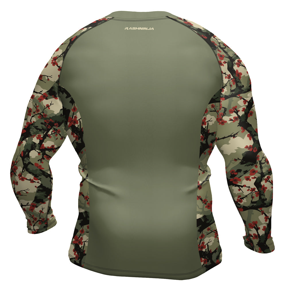Rashninja Camouflage Cherry Blossom Drift Men's Long Sleeve Rash Guard