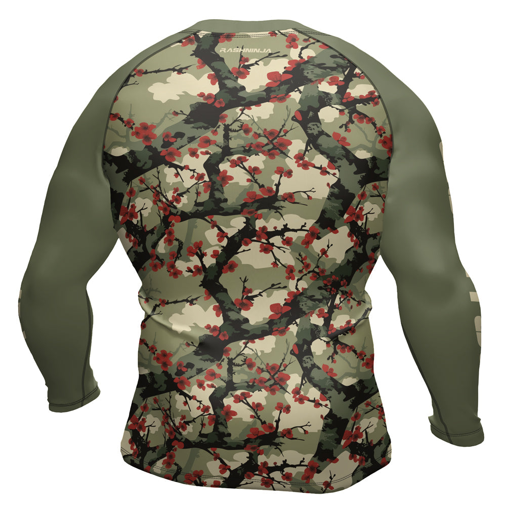 Rashninja Camouflage Cherry Blossom Drift Men's Long Sleeve Rash Guard