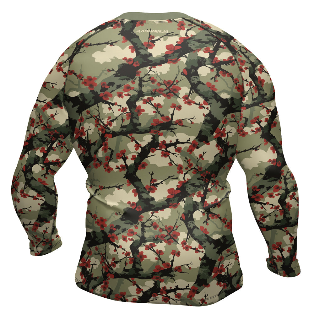 Rashninja Camouflage Cherry Blossom Drift Men's Long Sleeve Rash Guard