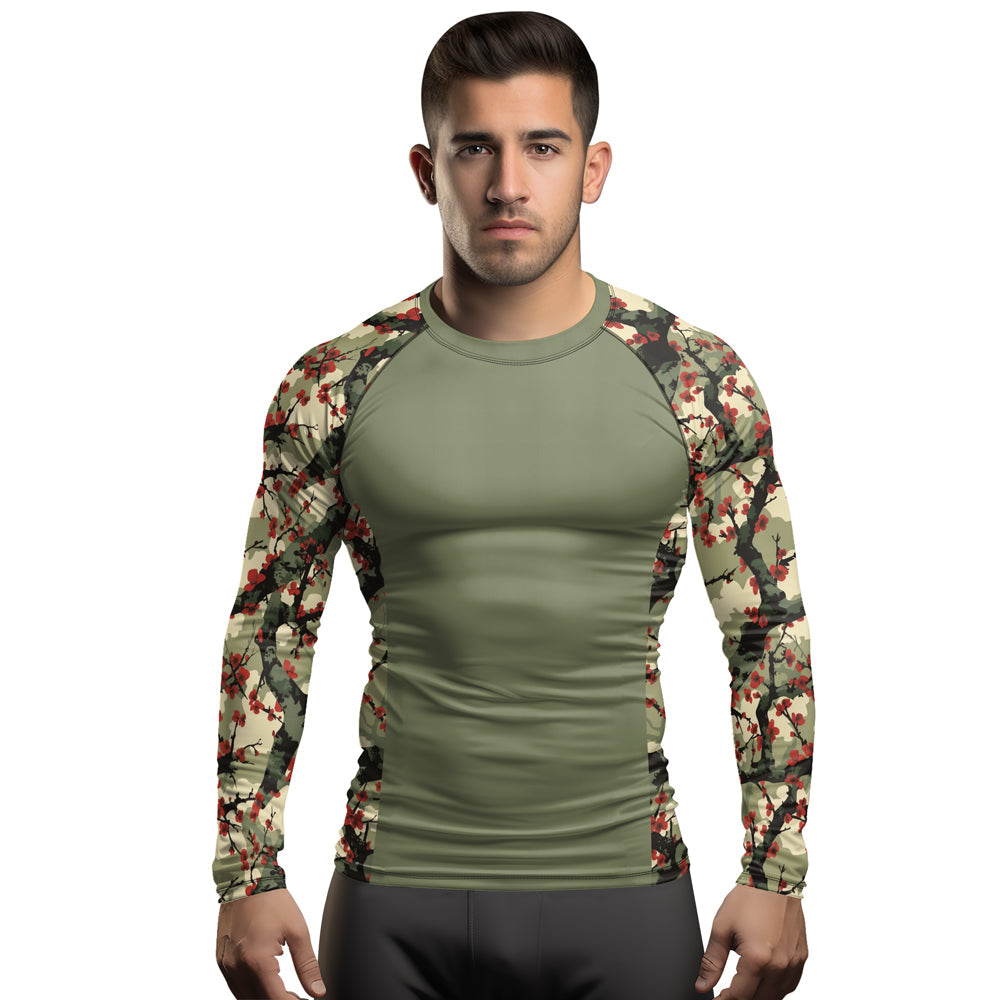 Rashninja Camouflage Cherry Blossom Drift Men's Long Sleeve Rash Guard