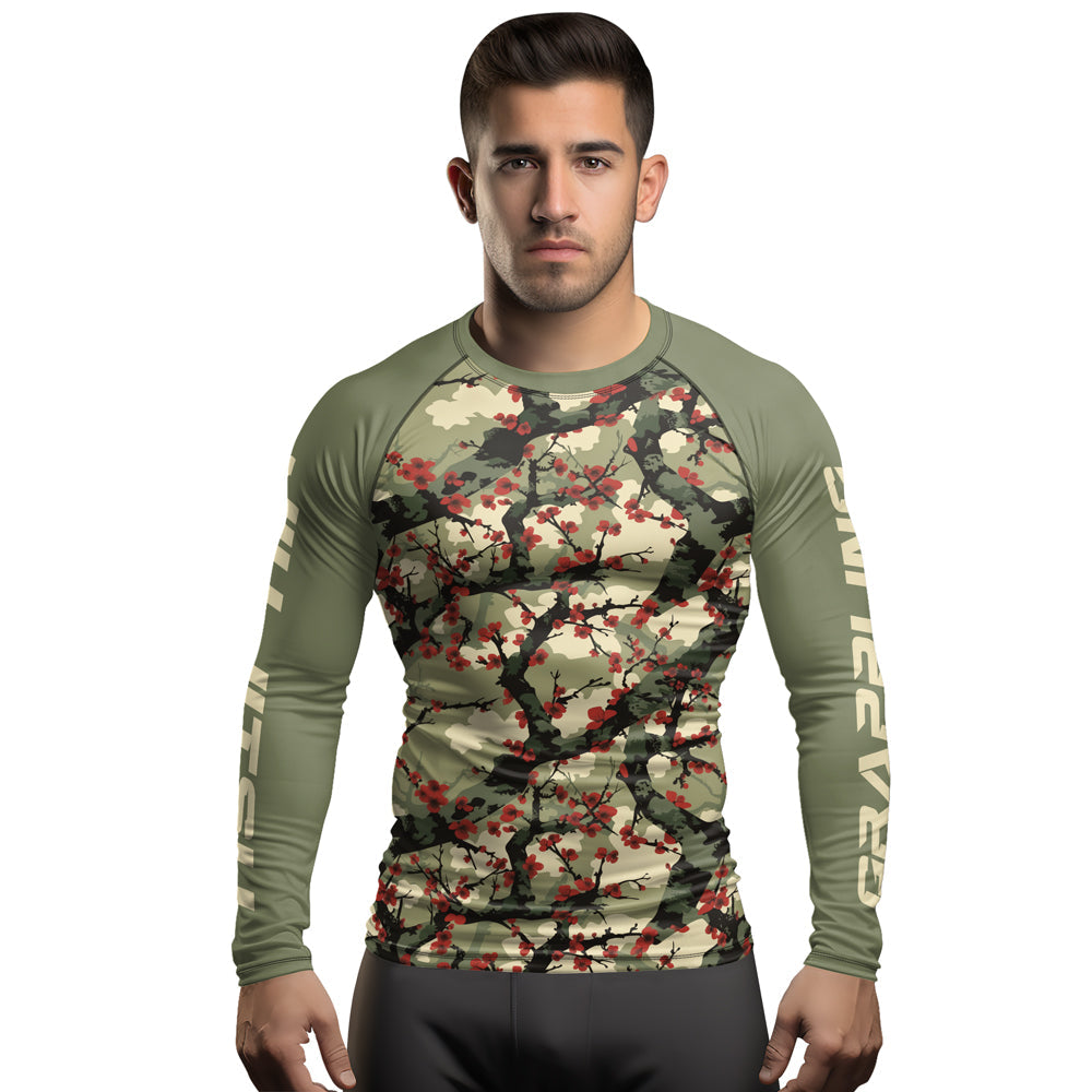 Rashninja Camouflage Cherry Blossom Drift Men's Long Sleeve Rash Guard