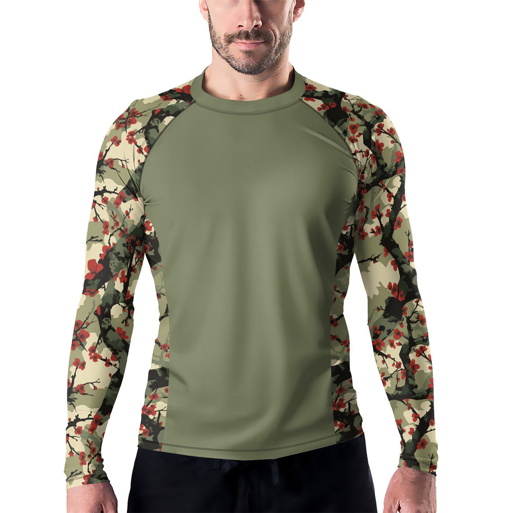 Rashninja Camouflage Cherry Blossom Drift Men's Long Sleeve Rash Guard