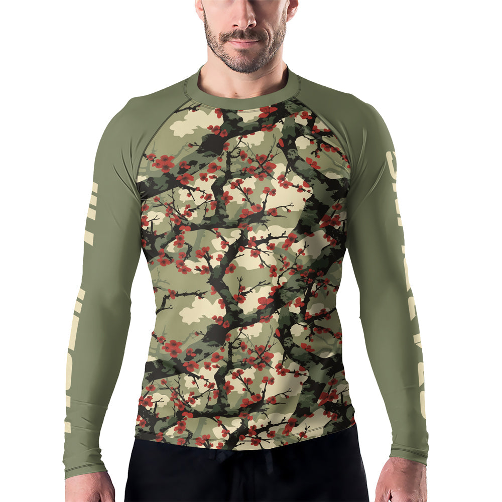 Rashninja Camouflage Cherry Blossom Drift Men's Long Sleeve Rash Guard